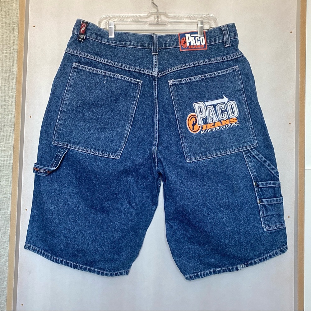 Paco Jeans Classic Blue Denim Carpenter Shorts with Mid-Thigh Length